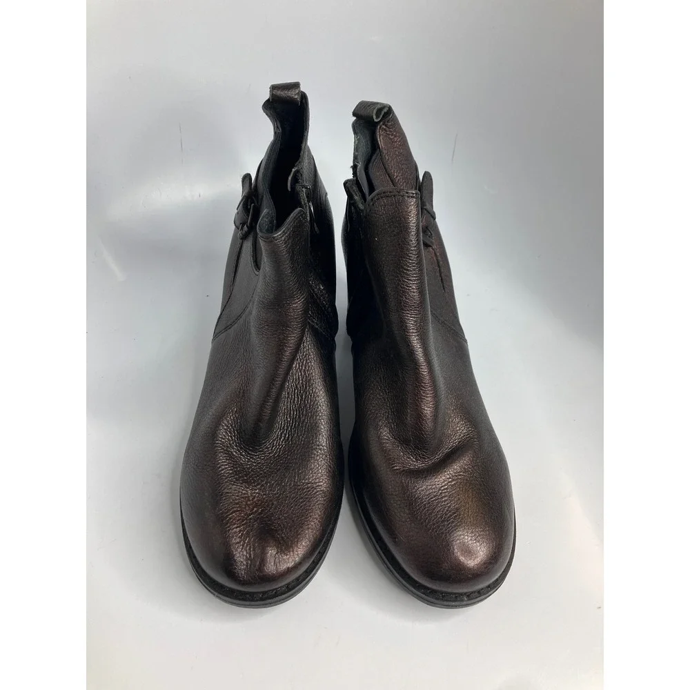Bussola Dawson Drake Boots Womens 39 Copper Metallic Leather Block Heel Buckle